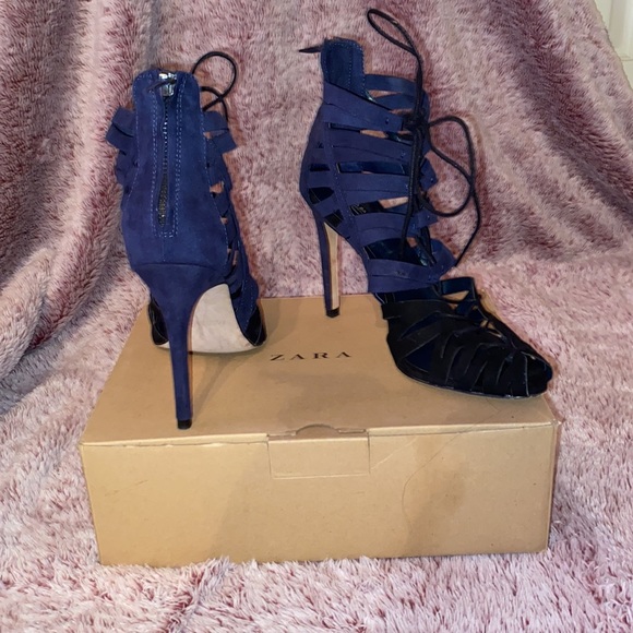 Zara Colorblock Heels - Blue/Black - Picture 3 of 4